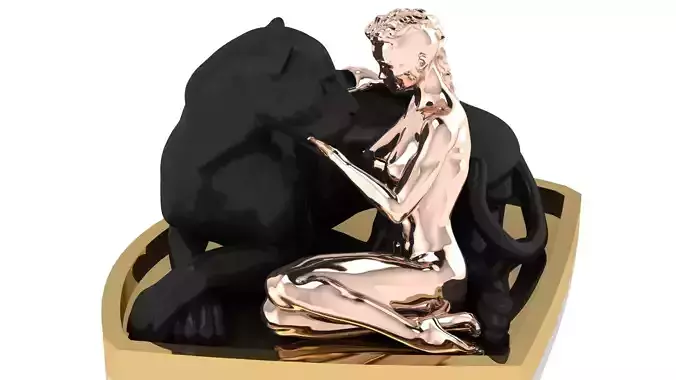 Girl and Panther ring inspired by Magerit 