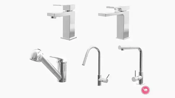 Fixtures - Kitchen Bathroom Faucet Pack B Low-poly 3D model