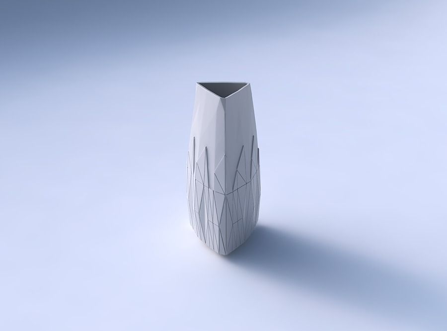 Vase triangle with partial random triangle plates 3D print model_3