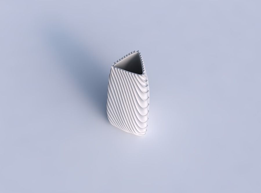 Vase triangle with wavy extruded lines 2 3D print model_1
