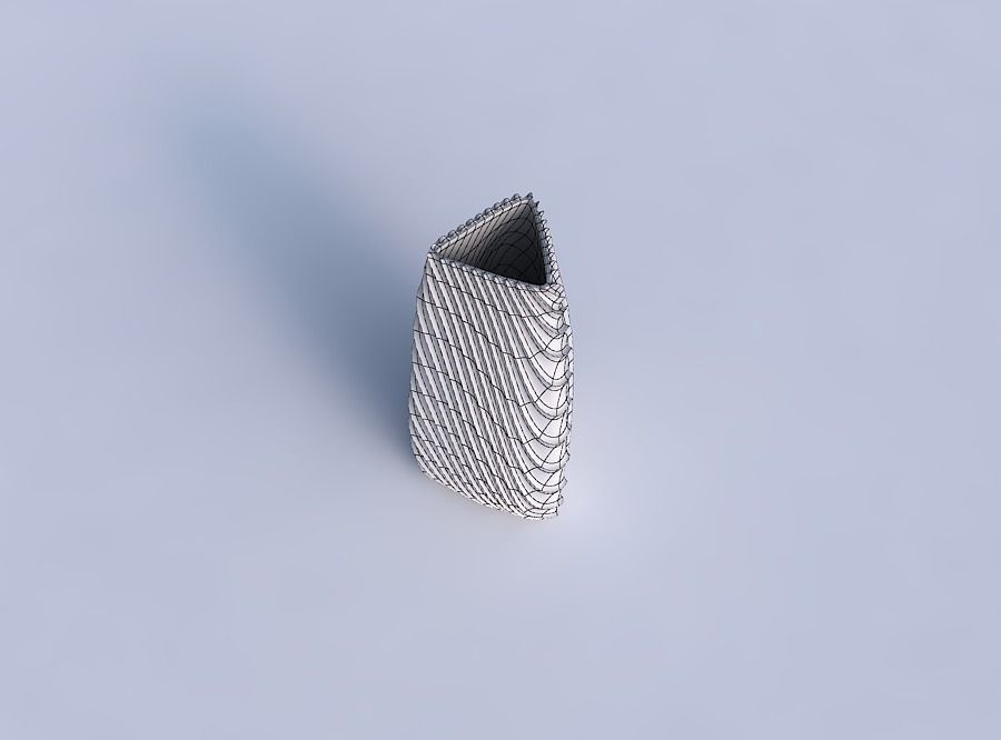 Vase triangle with wavy extruded lines 2 3D print model_6