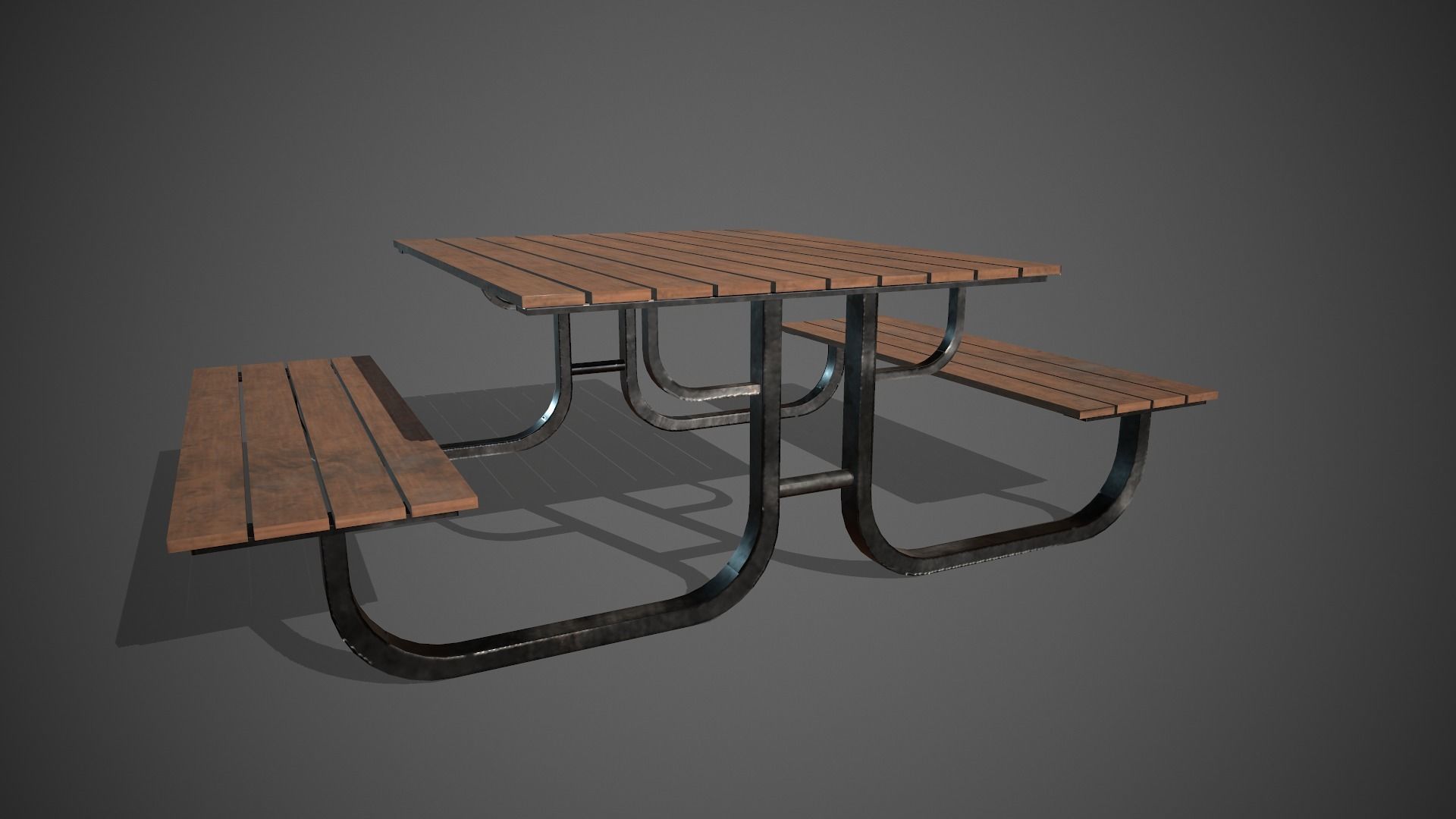 Park Bench Low-poly 3D model_2