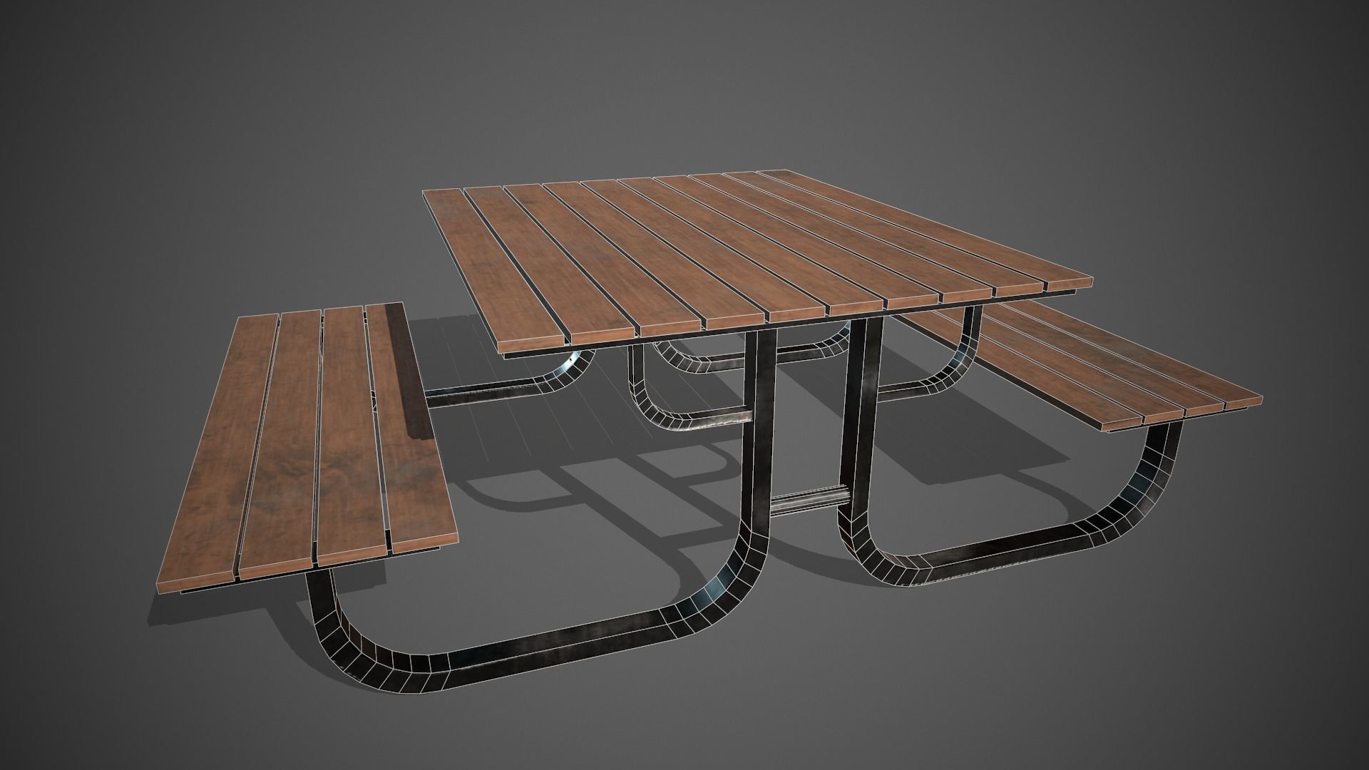 Park Bench Low-poly 3D model_3