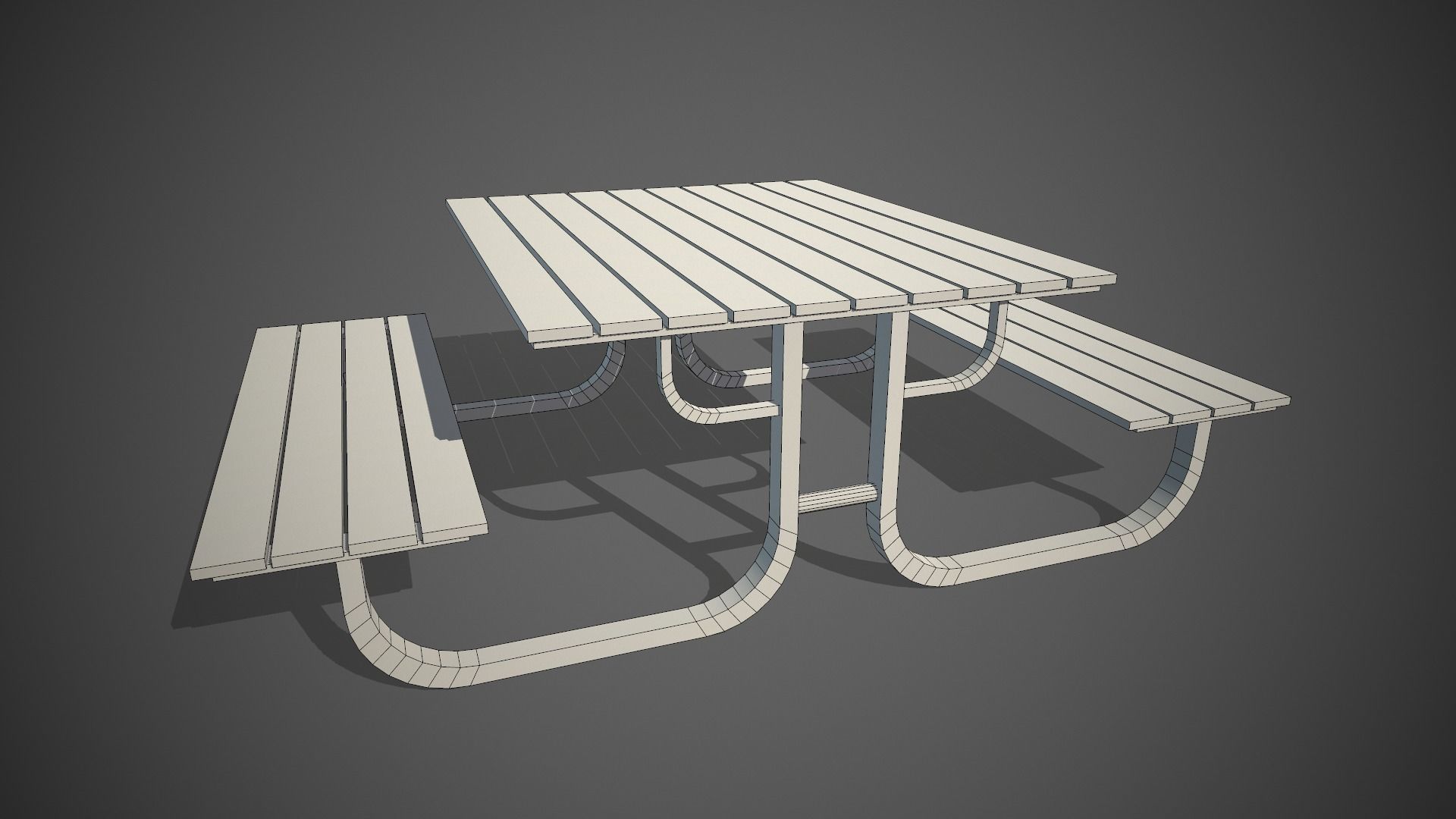 Park Bench Low-poly 3D model_4