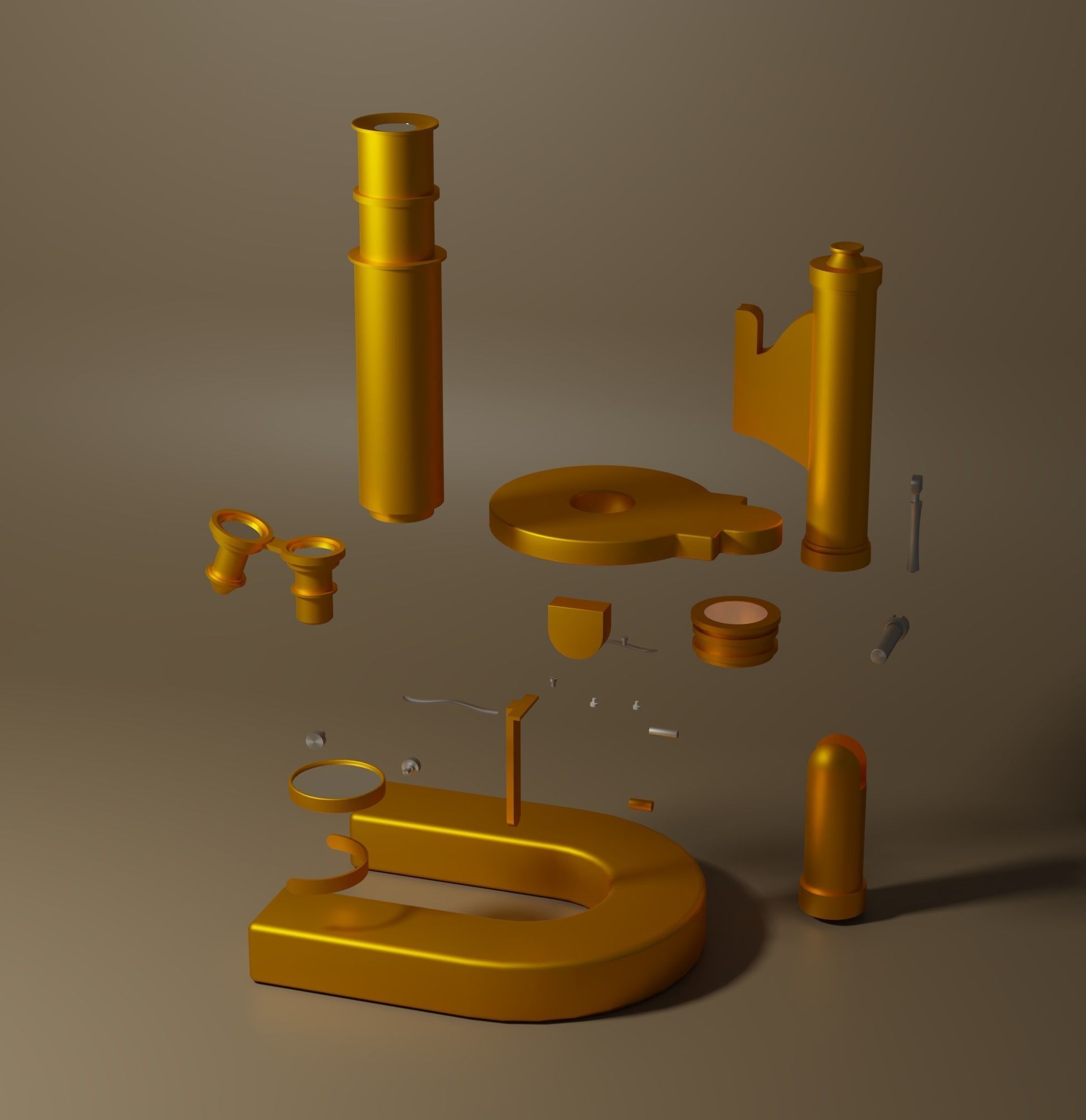 Antique Microscope Low-poly 3D model_10