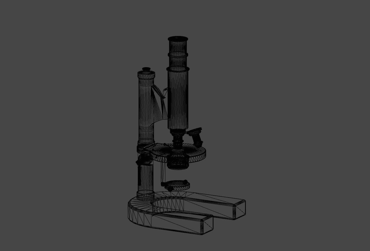 Antique Microscope Low-poly 3D model_2