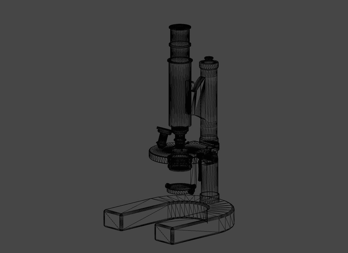 Antique Microscope Low-poly 3D model_13