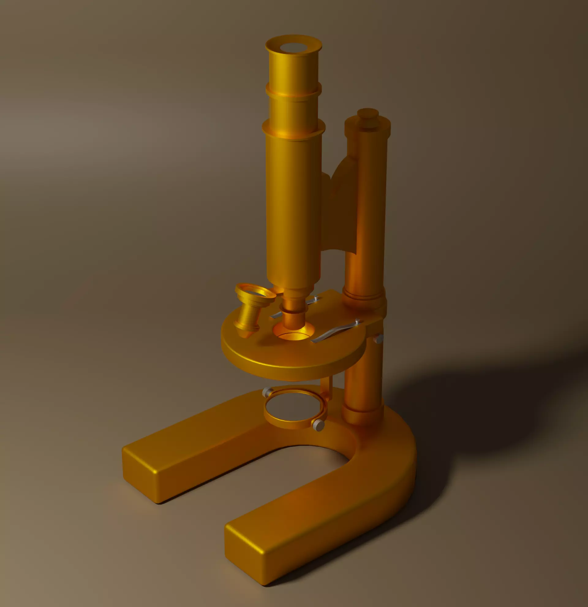 Antique Microscope Low-poly 3D model_0