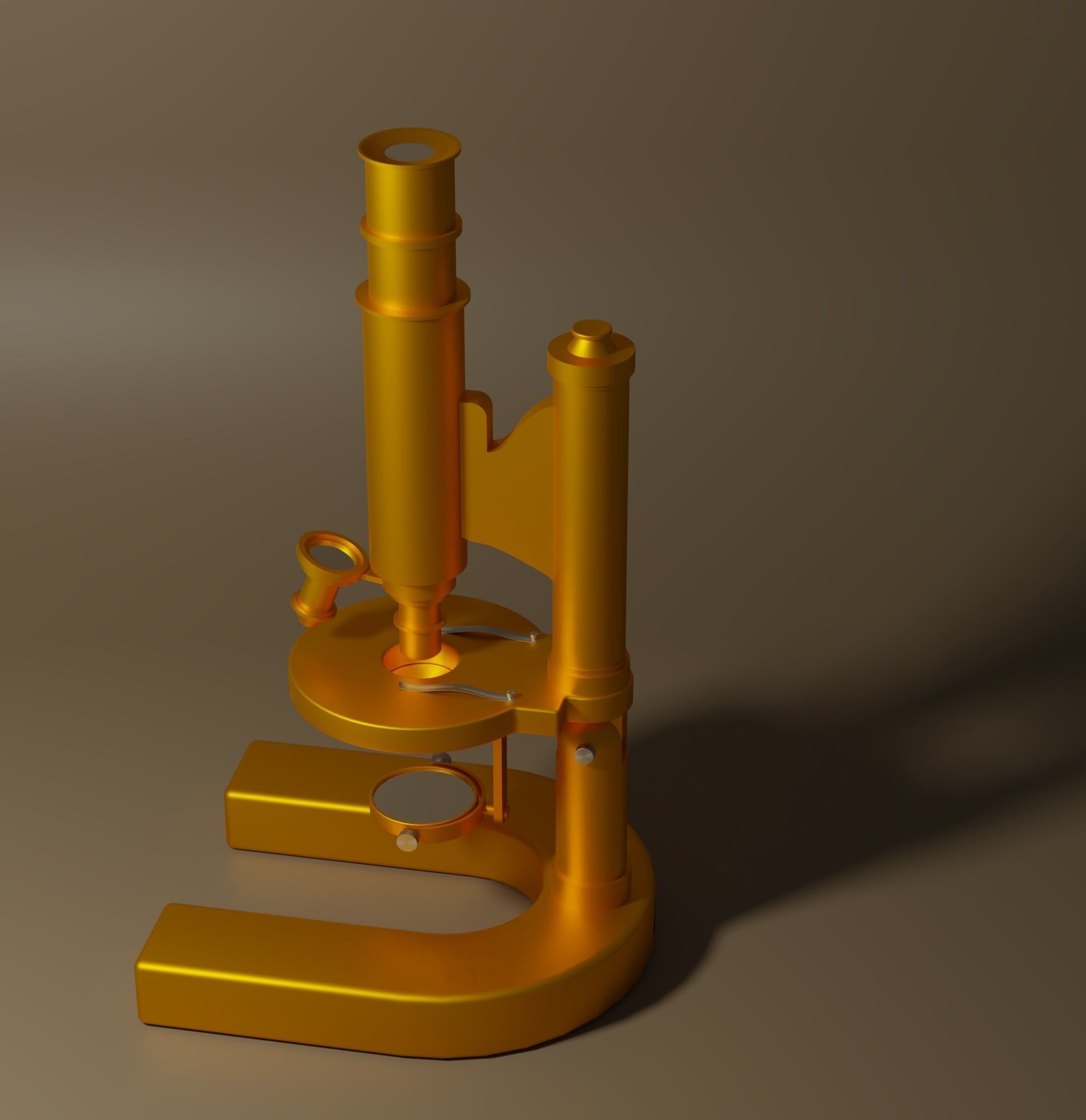 Antique Microscope Low-poly 3D model_7