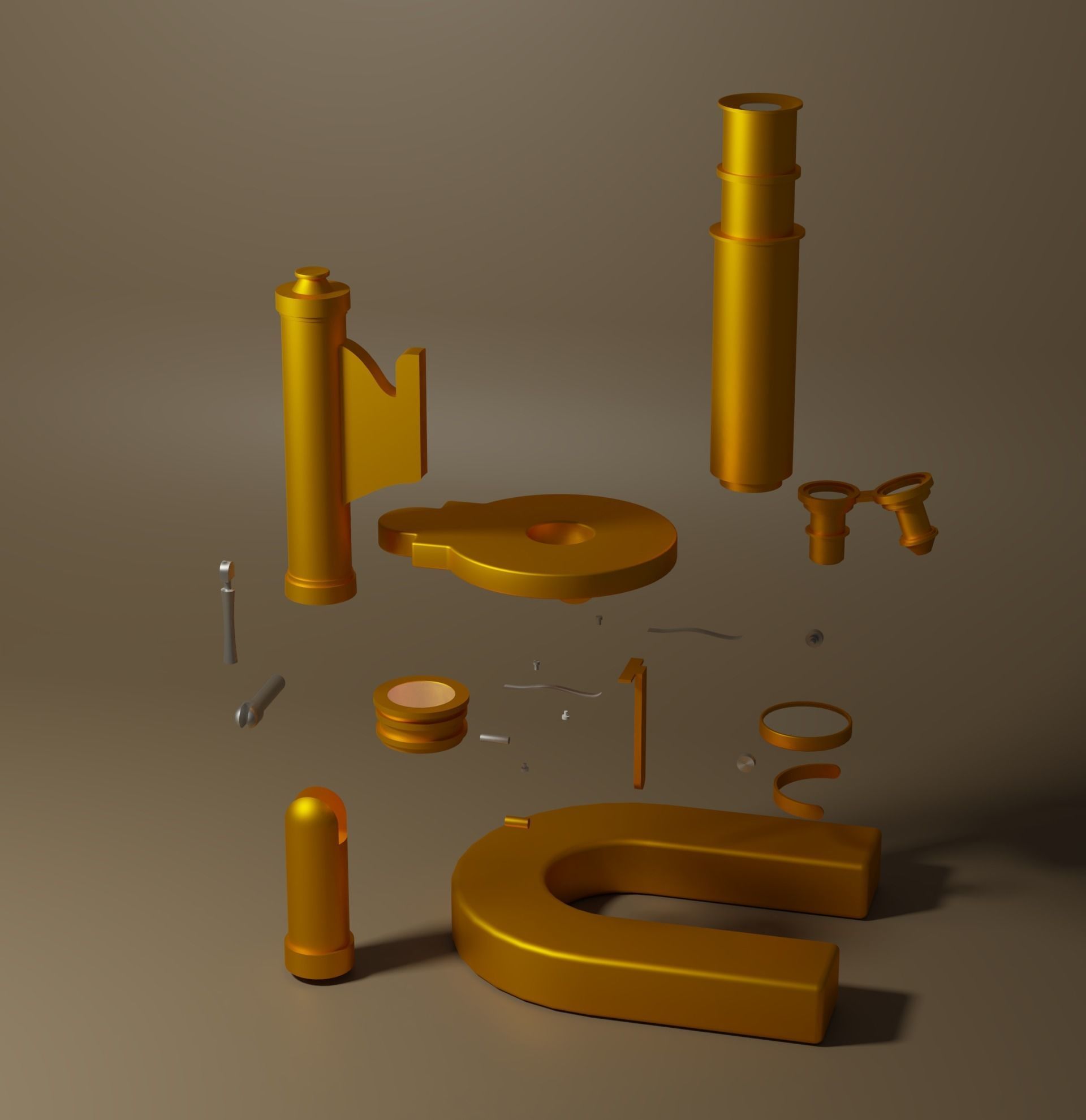 Antique Microscope Low-poly 3D model_9