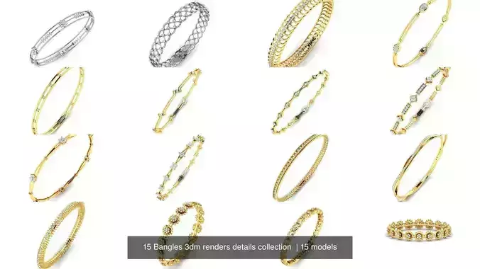 15 Bangles 3dm renders details collection 