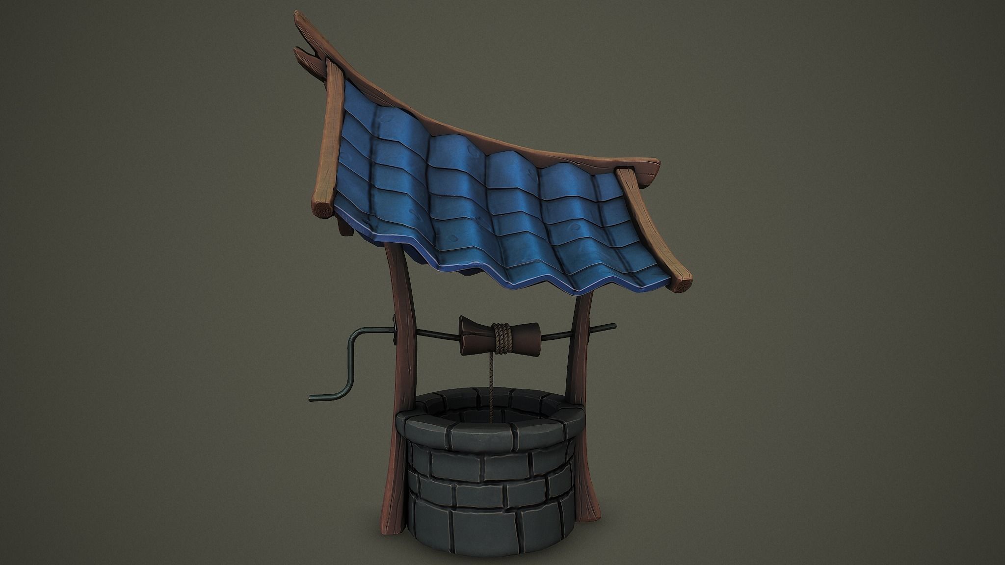 Stylized Well PBR Low-poly 3D model Low-poly 3D model_3