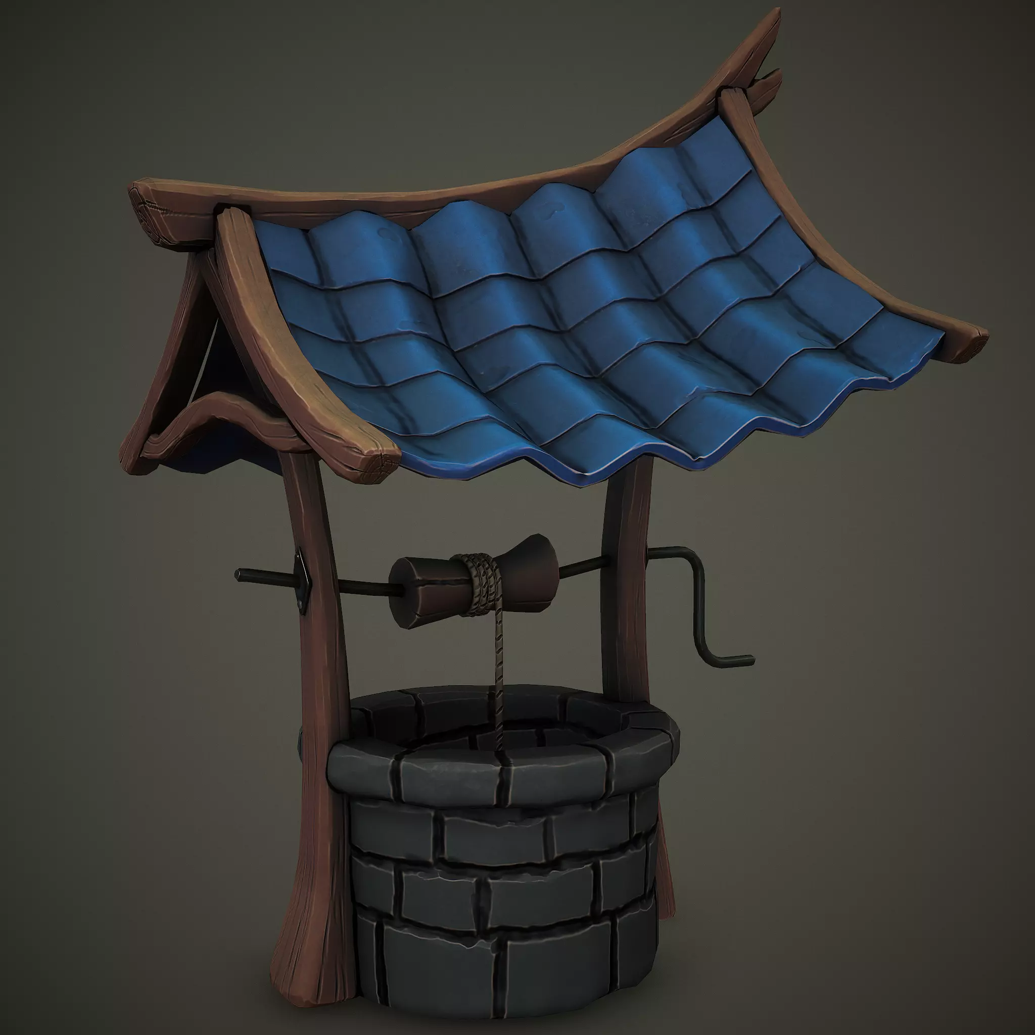 Stylized Well PBR Low-poly 3D model Low-poly 3D model_0