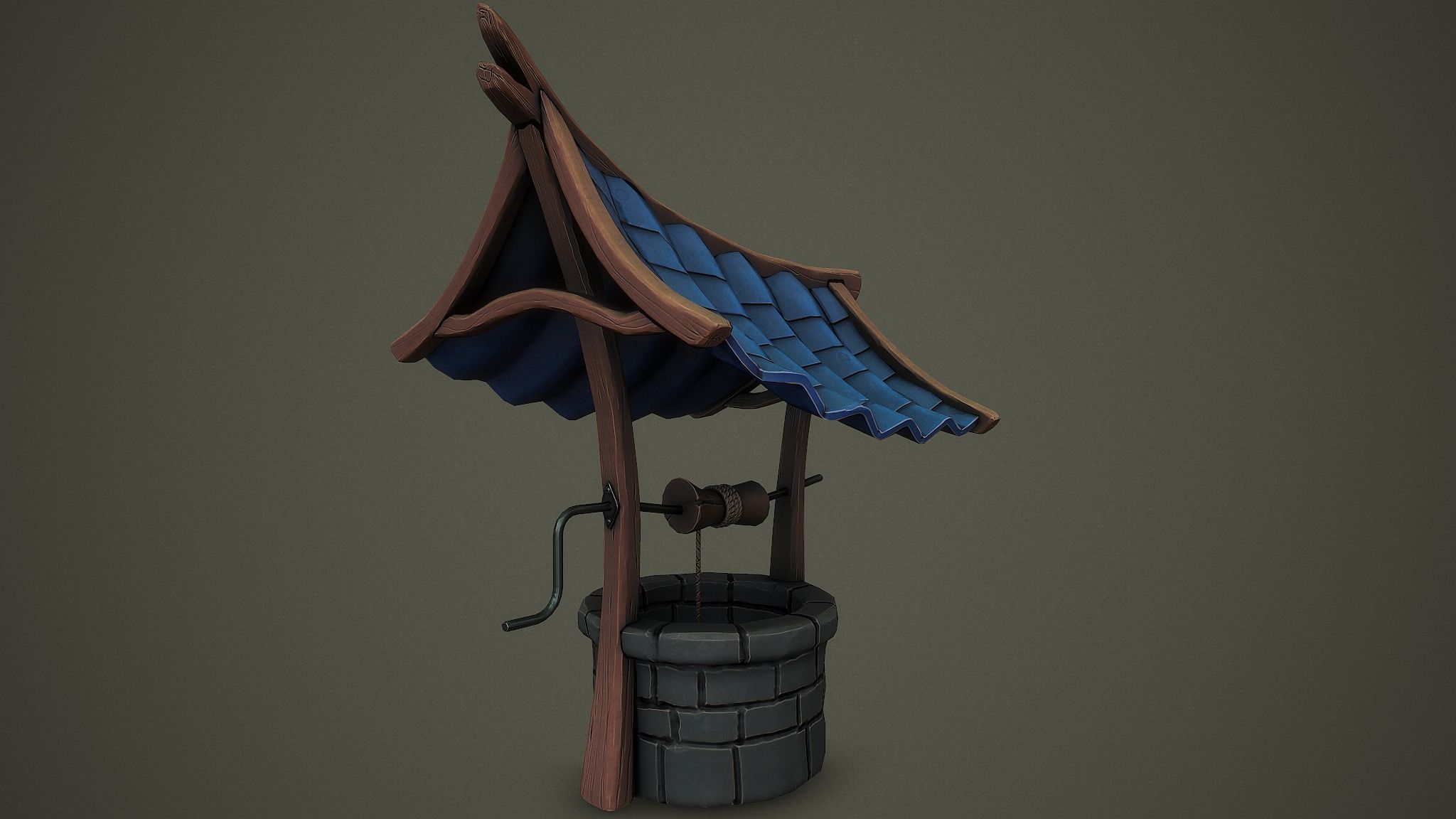 Stylized Well PBR Low-poly 3D model Low-poly 3D model_2