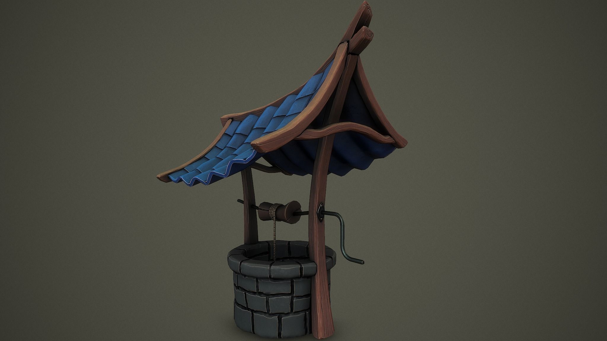 Stylized Well PBR Low-poly 3D model Low-poly 3D model_1