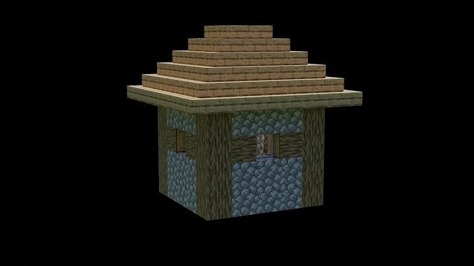 Small Minecraft house  Low-poly 3D model 3
