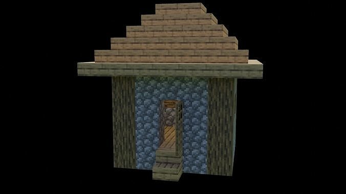 Small Minecraft house  Low-poly 3D model 5