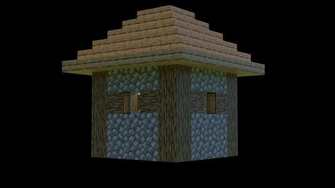 Small Minecraft house  Low-poly 3D model 4