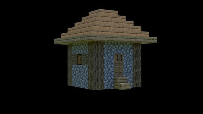 Small Minecraft house  Low-poly 3D model 2