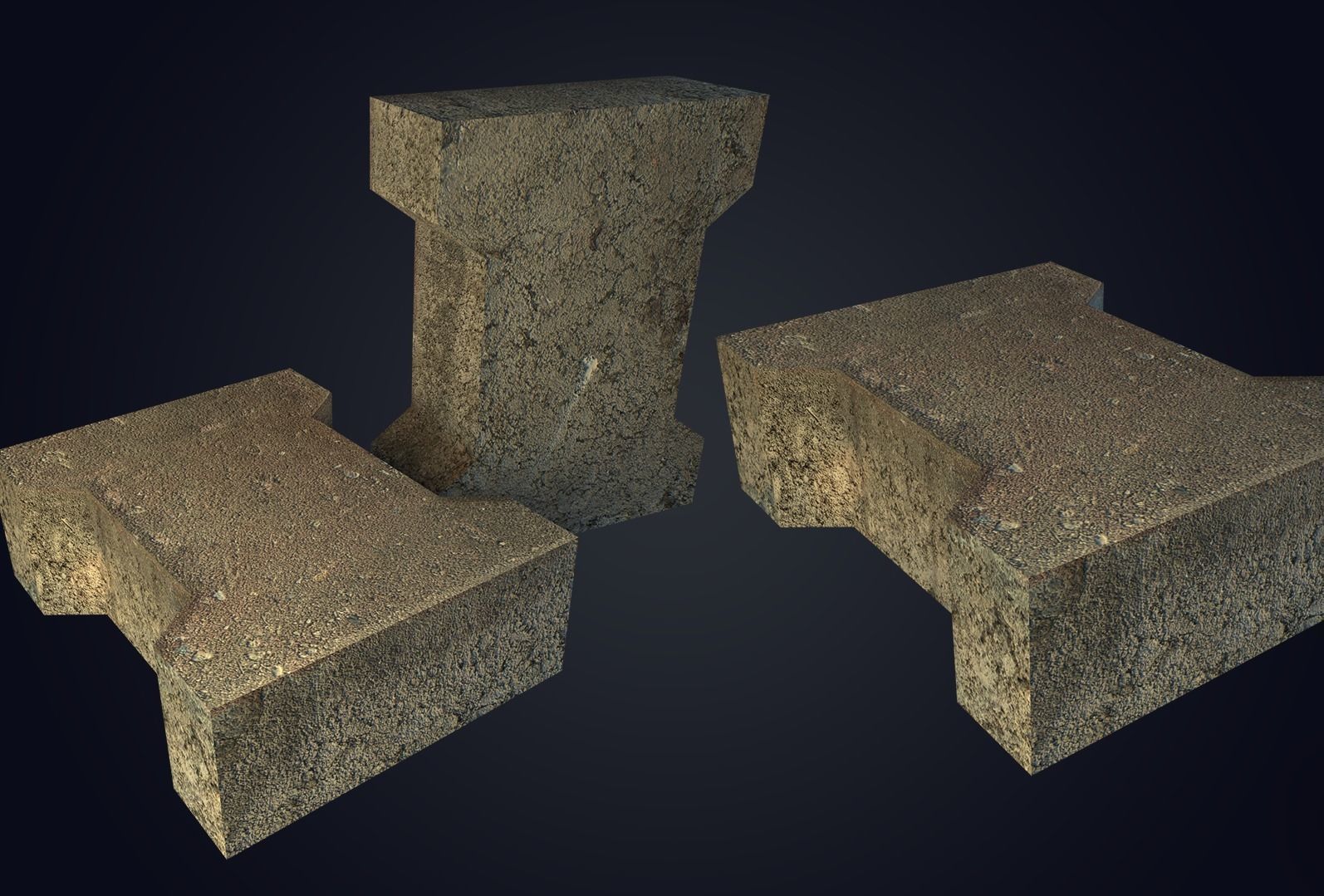 Brick stone block Low-poly 3D model_3