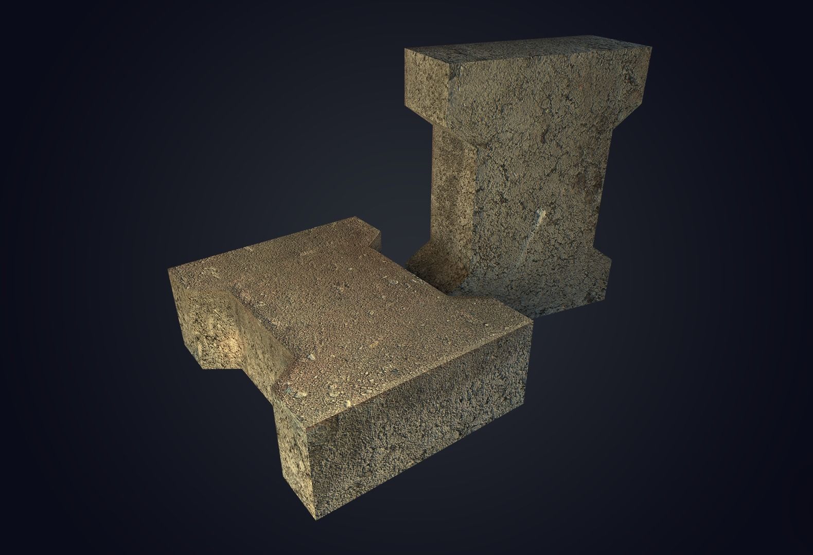 Brick stone block Low-poly 3D model_1