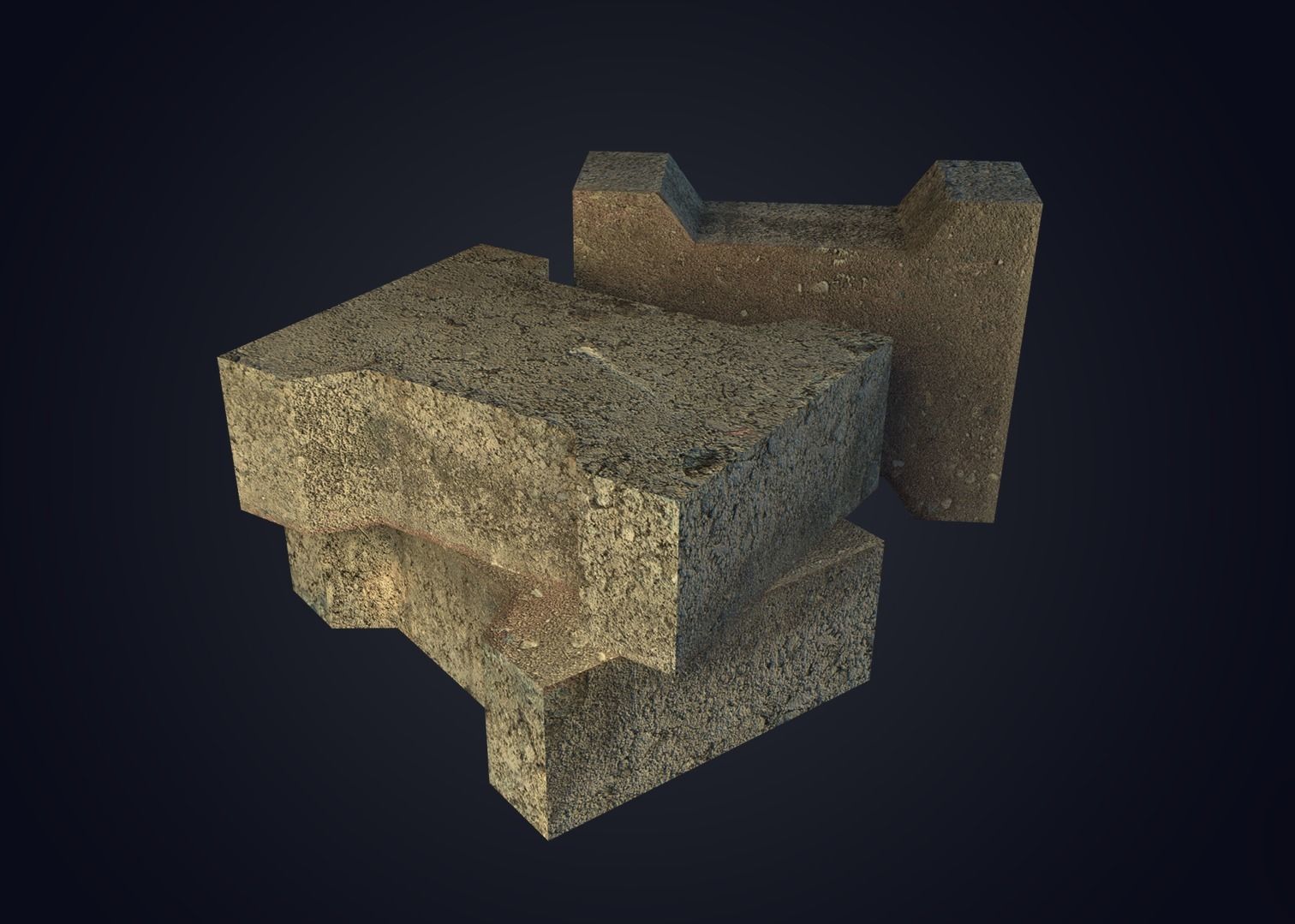Brick stone block Low-poly 3D model_2
