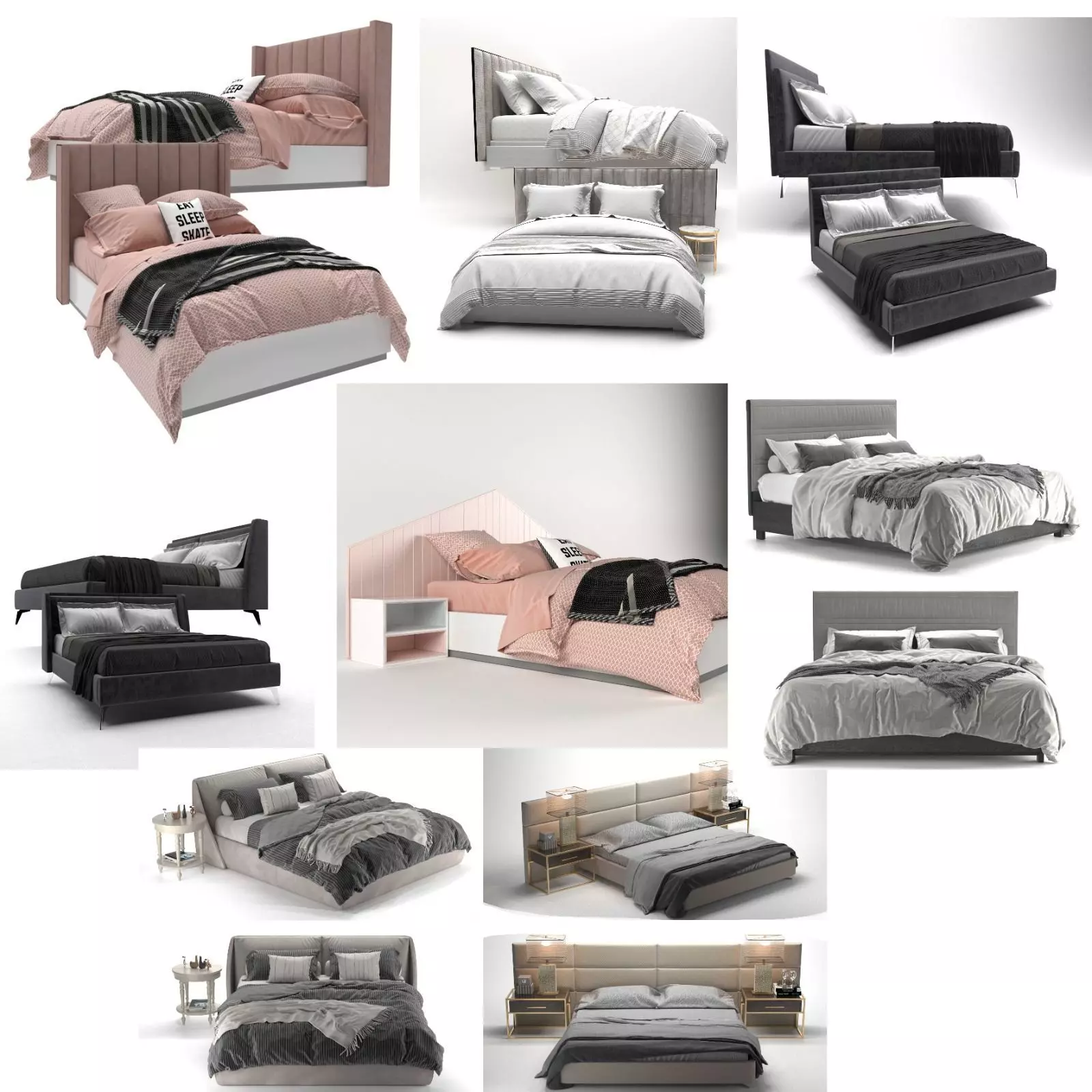 MEGA PACKAGE 8 PIECES ULTRA QUALITY BED FILE Low-poly 3D model_0