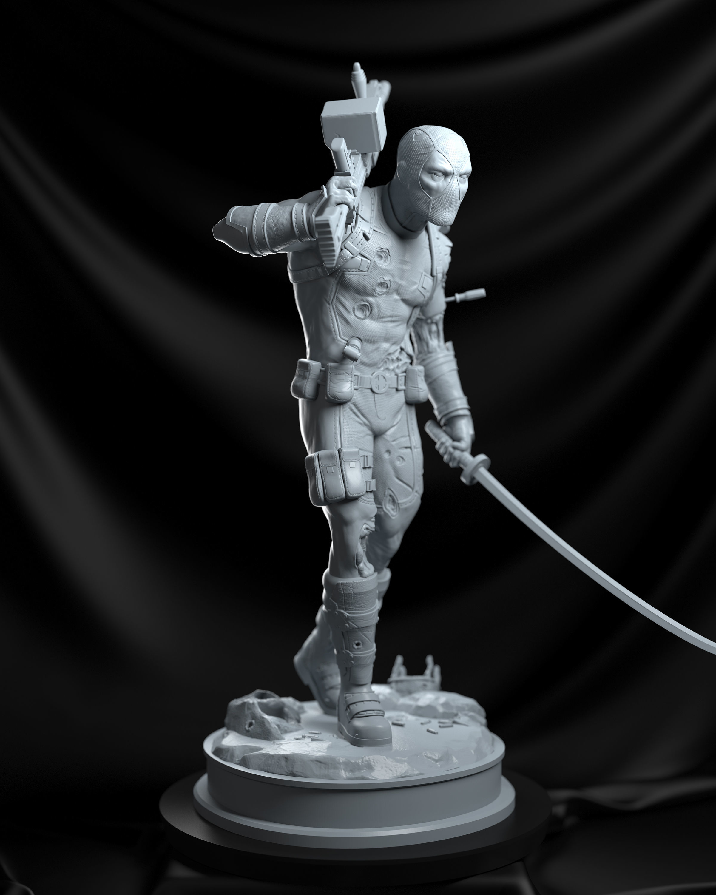 Deadpool statue 3D print model_2