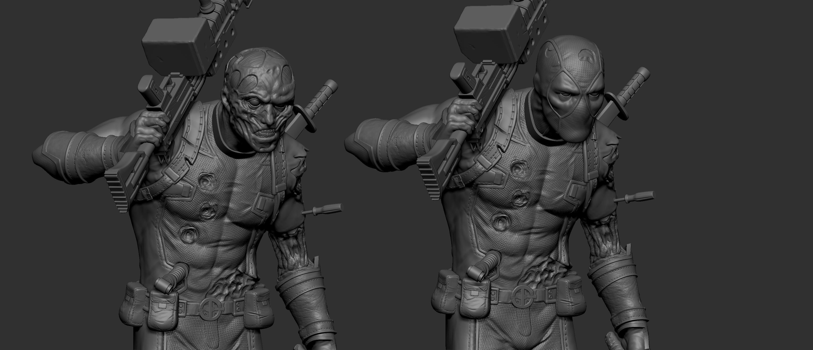 Deadpool statue 3D print model_4
