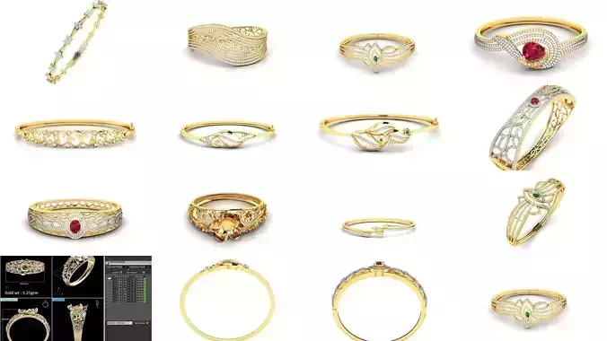27 Bracelets 3dm stl renders details bulk collection  