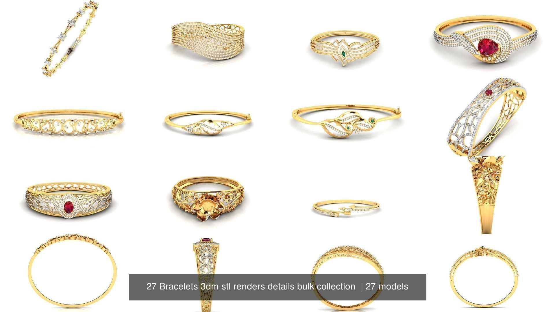27 Bracelets 3dm stl renders details bulk collection  _1