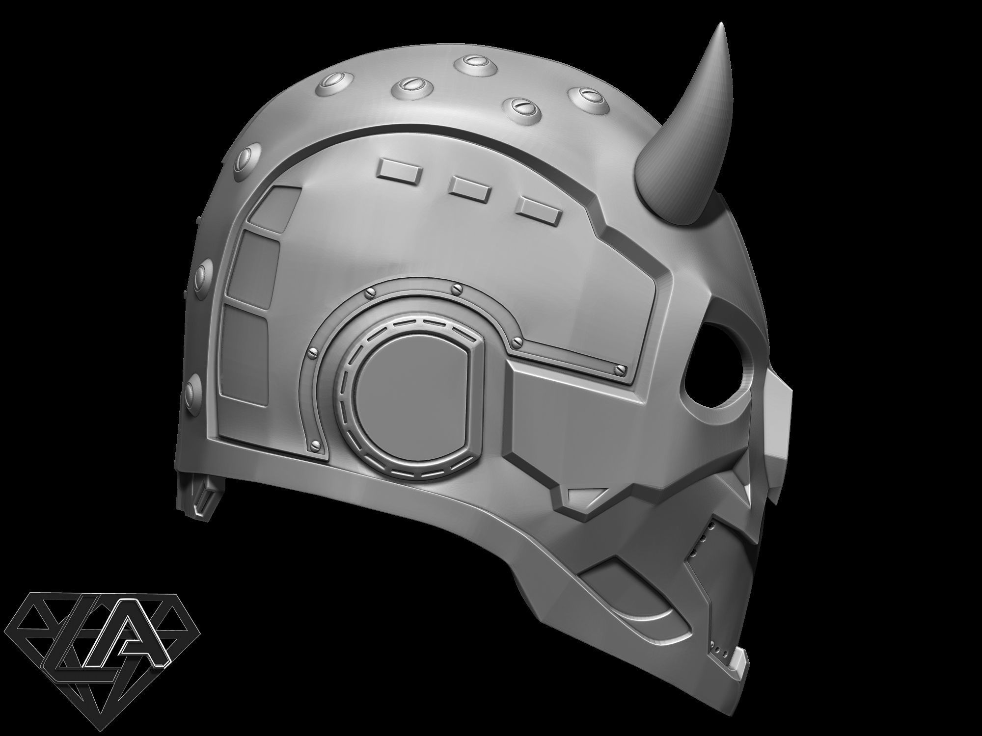 Sci-fi cyberdemon helmet V1 3D print model_8