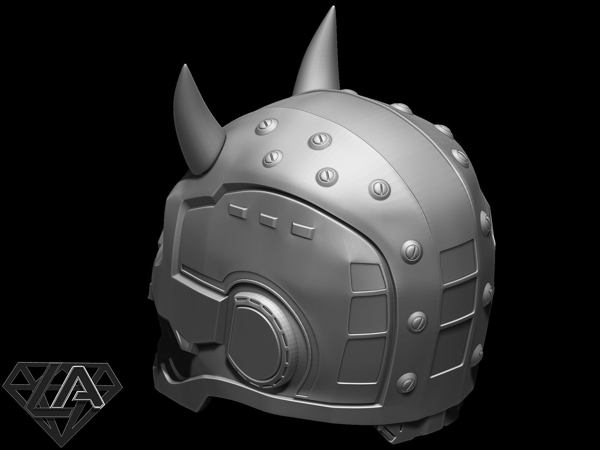 Sci-fi cyberdemon helmet V1 3D print model_1