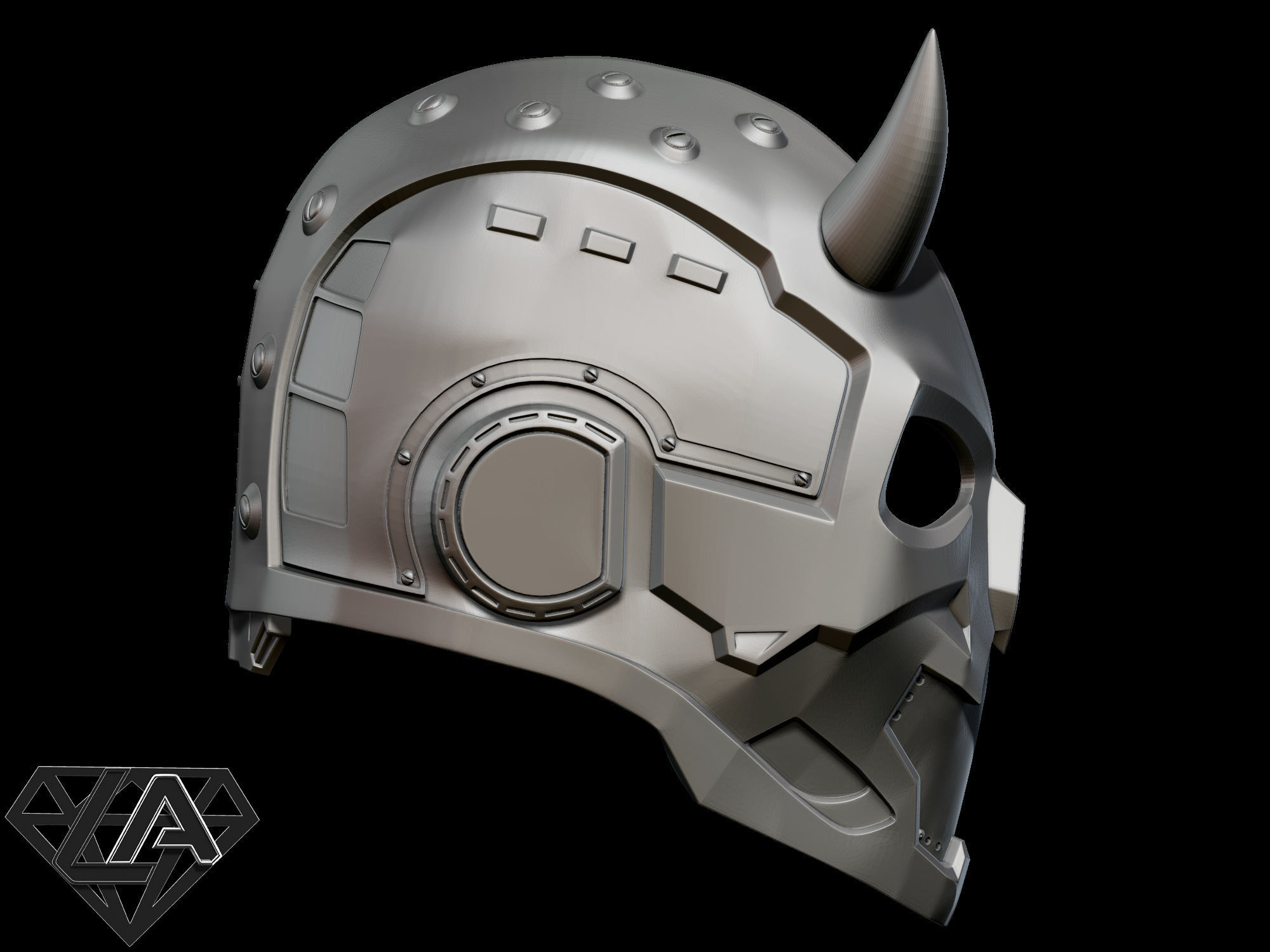 Sci-fi cyberdemon helmet V1 3D print model_9