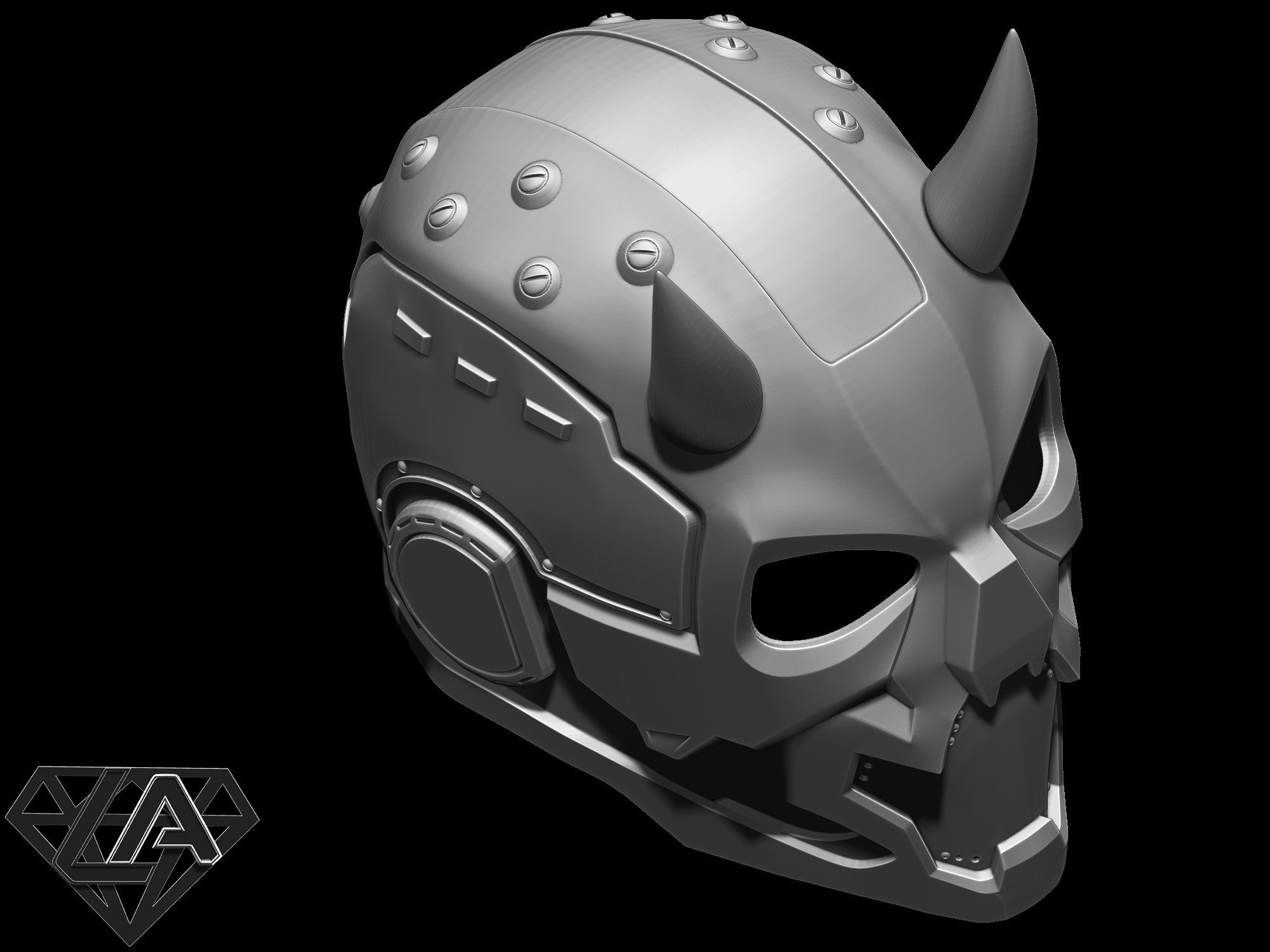Sci-fi cyberdemon helmet V1 3D print model_10