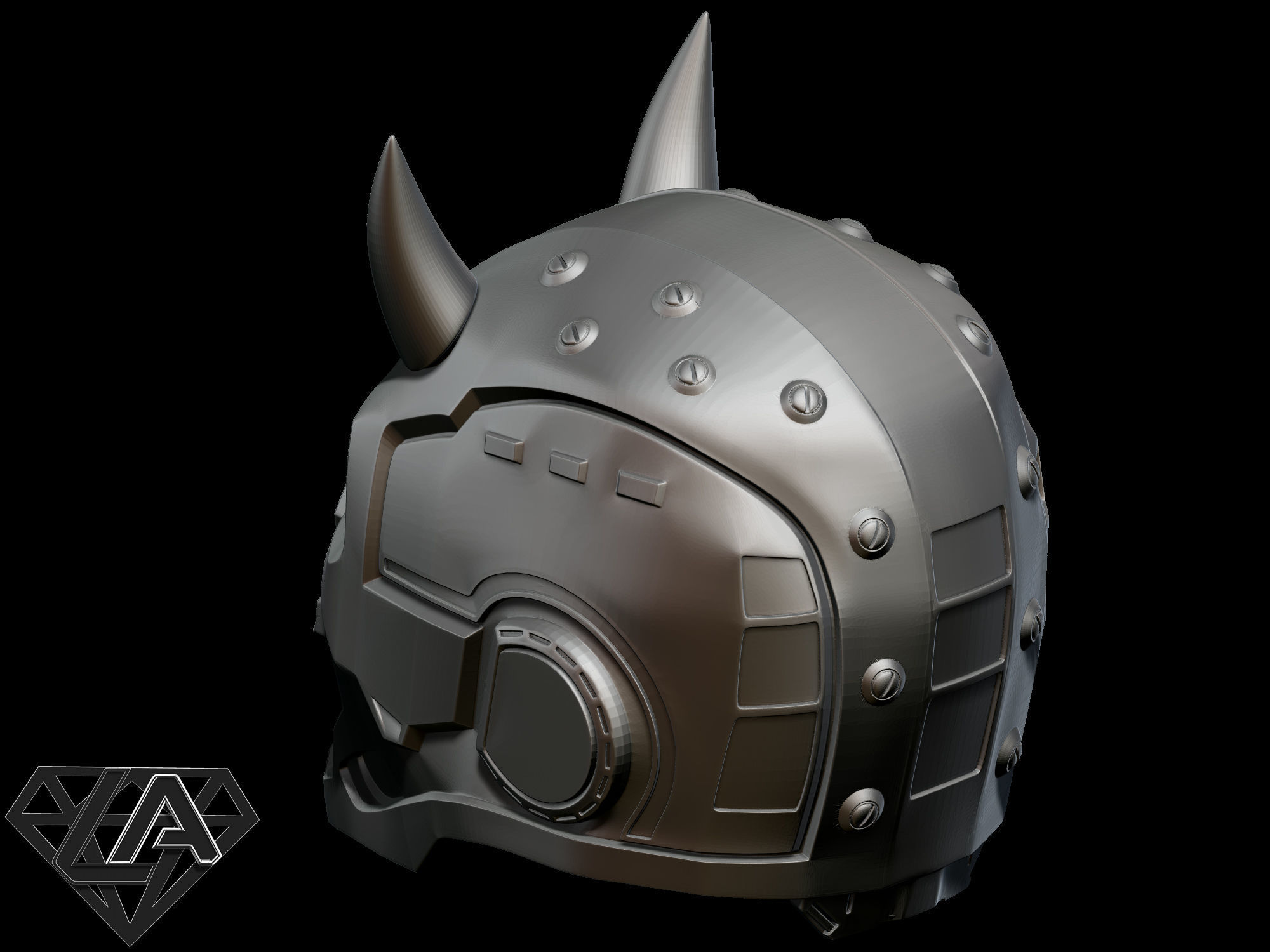 Sci-fi cyberdemon helmet V1 3D print model_2