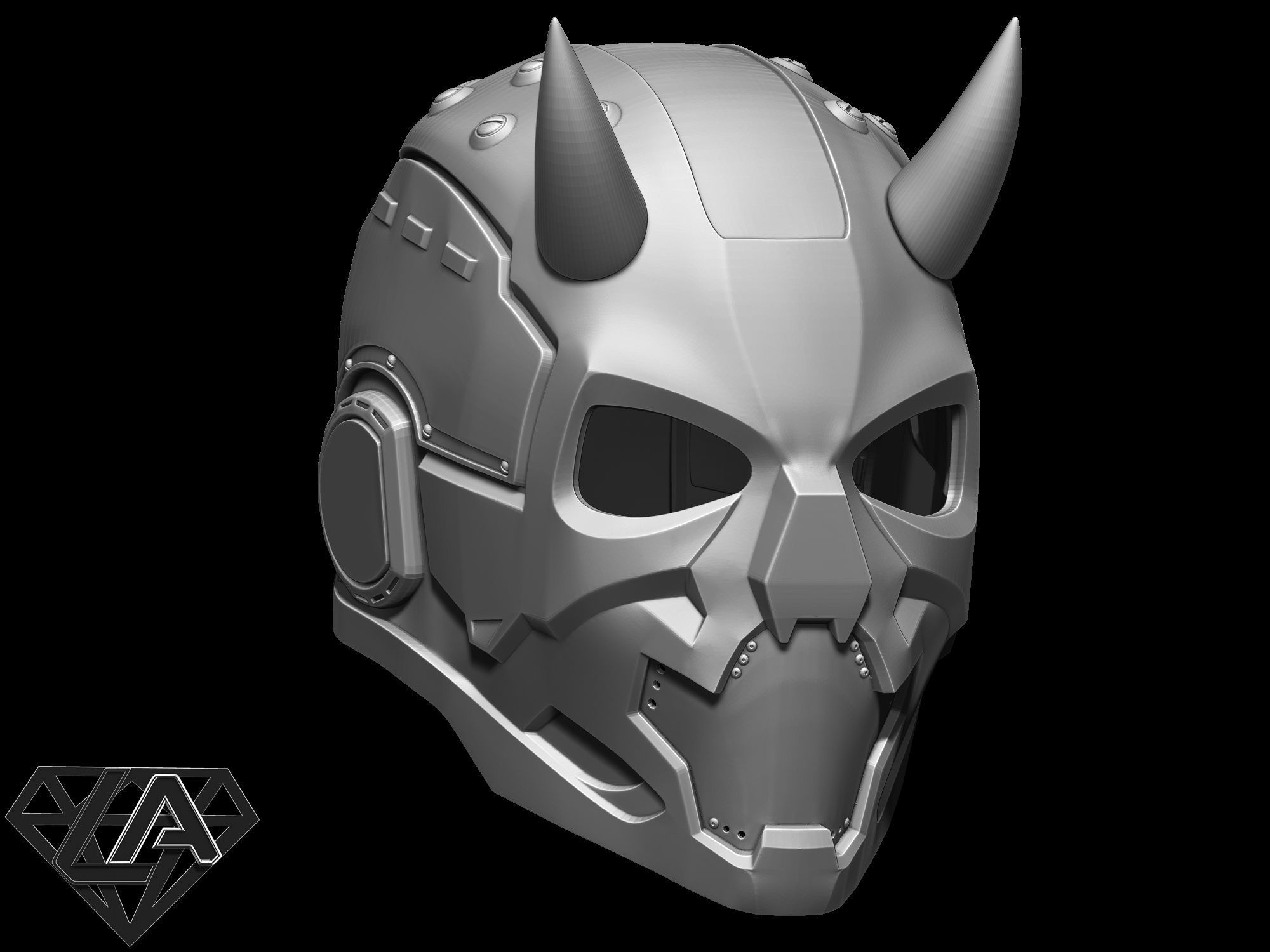 Sci-fi cyberdemon helmet V1 3D print model_4
