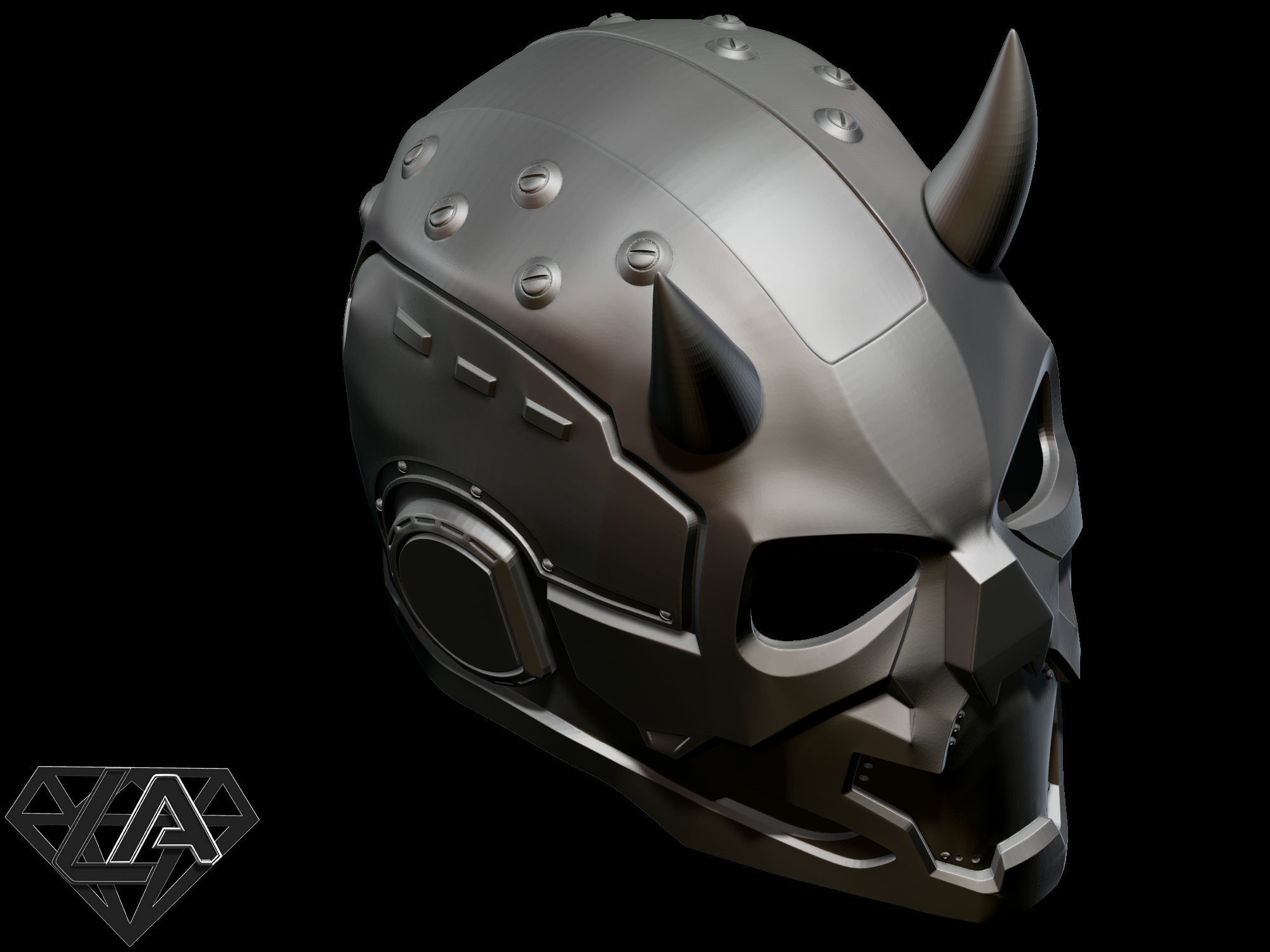 Sci-fi cyberdemon helmet V1 3D print model_11
