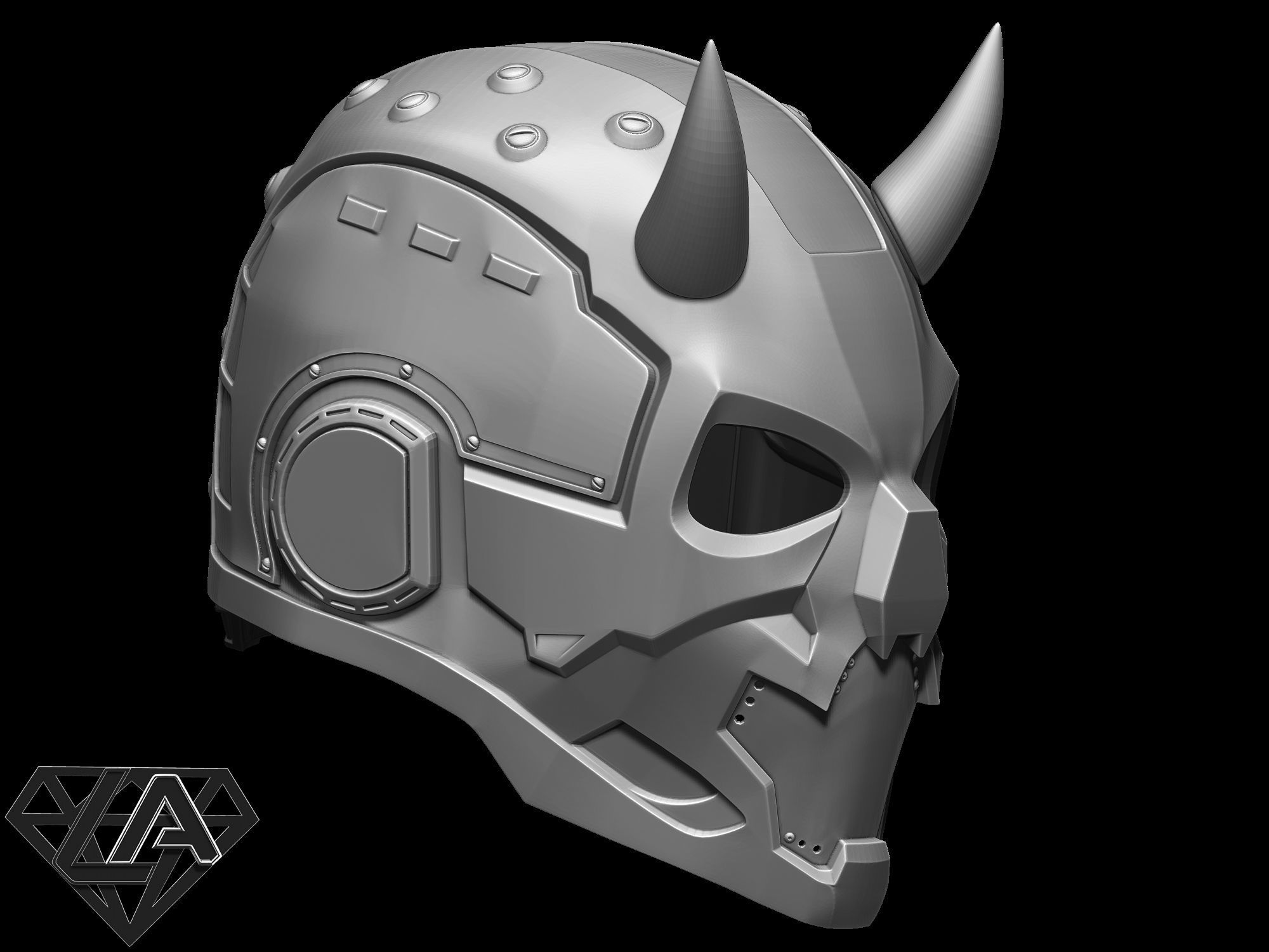 Sci-fi cyberdemon helmet V1 3D print model_6