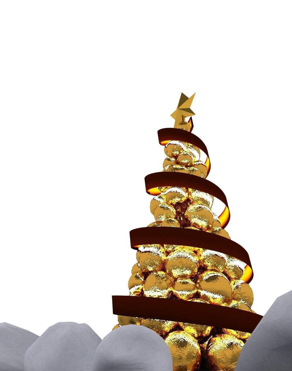 Golden Christmas Tree 3D model_1