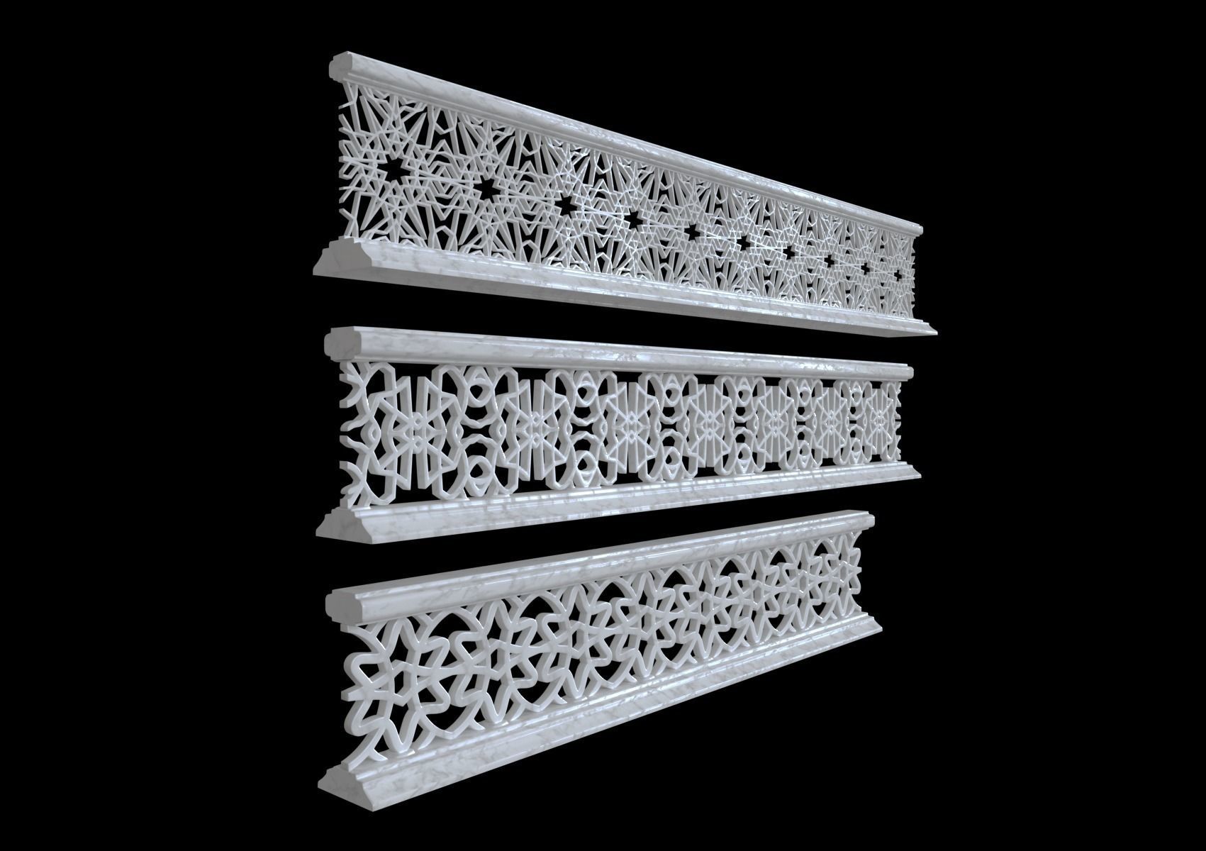 Decorative railing 3D model_0