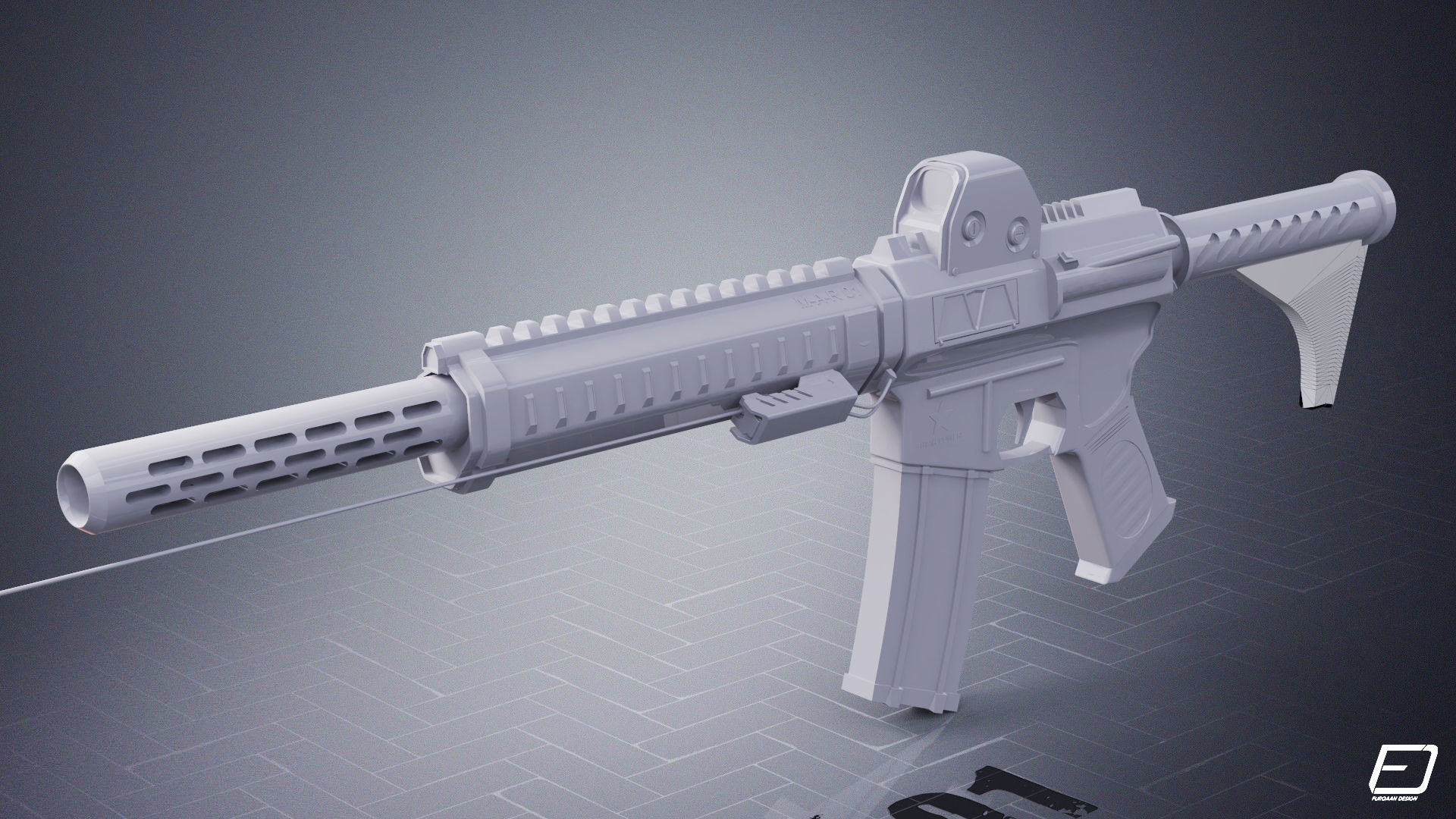 Modern Assault Rifle  Low-poly 3D model_5
