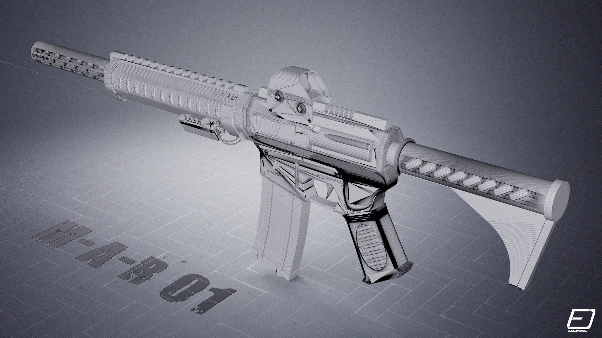 Modern Assault Rifle  Low-poly 3D model_6