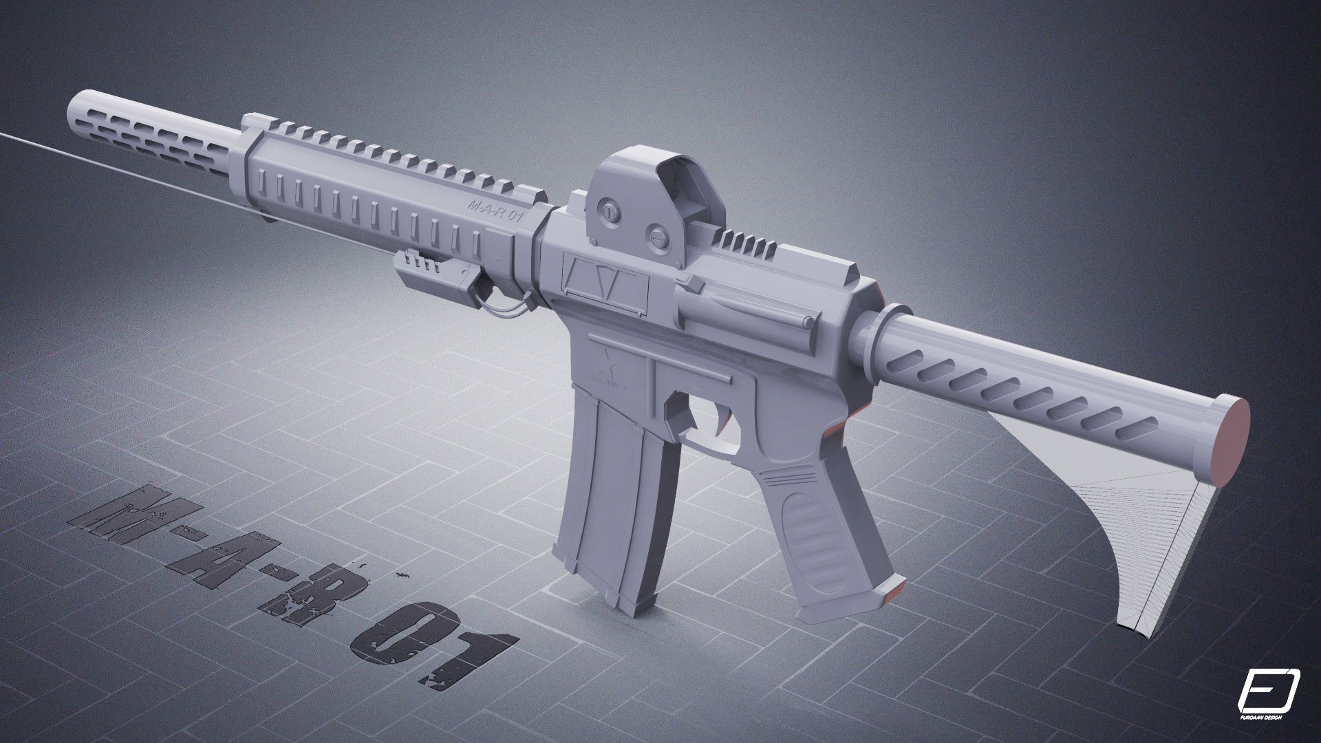 Modern Assault Rifle  Low-poly 3D model_4