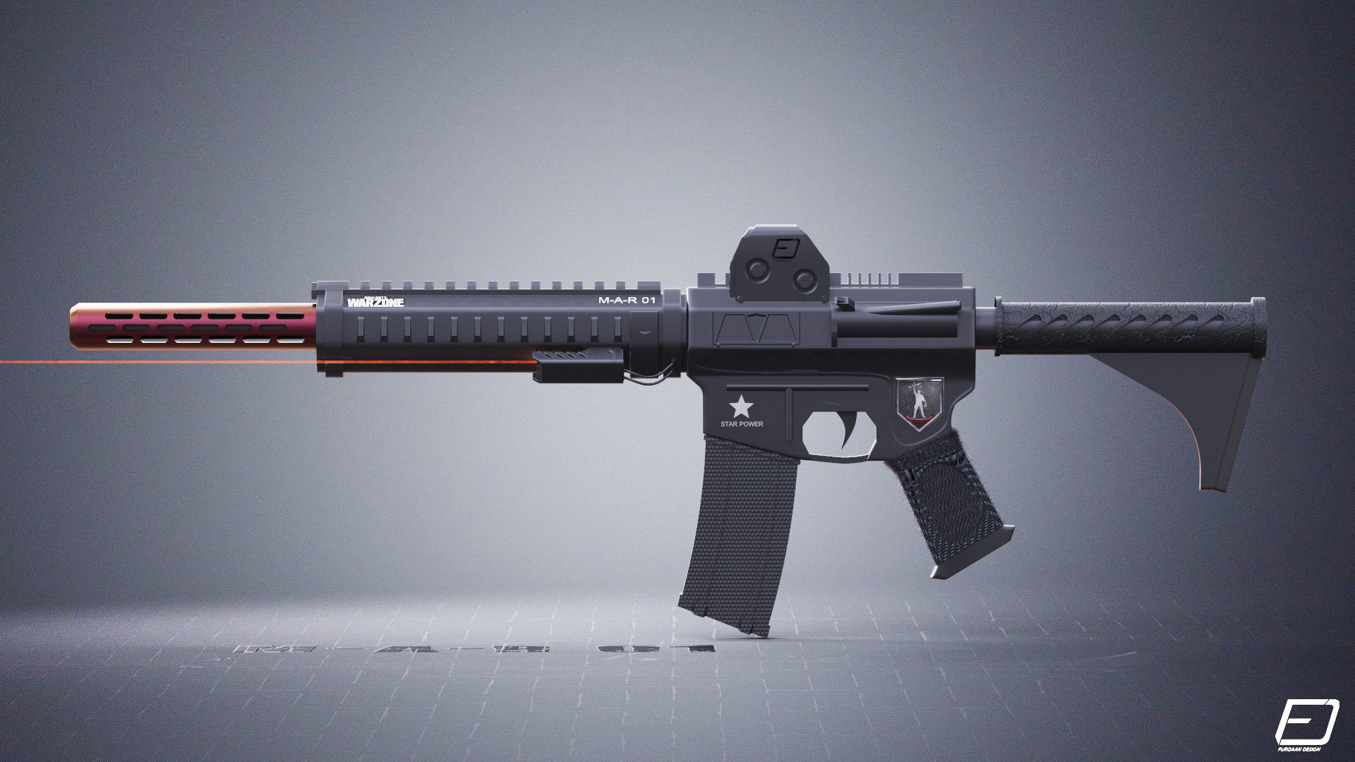 Modern Assault Rifle  Low-poly 3D model_2