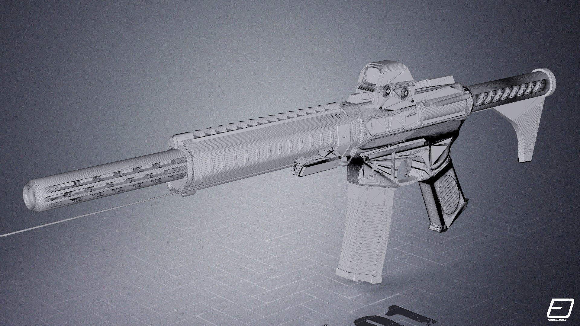 Modern Assault Rifle  Low-poly 3D model_3