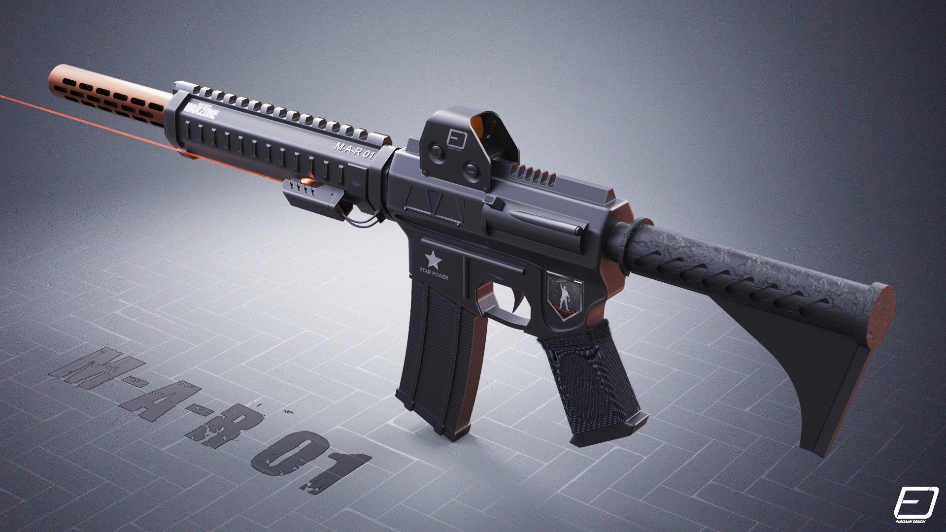 Modern Assault Rifle  Low-poly 3D model_1