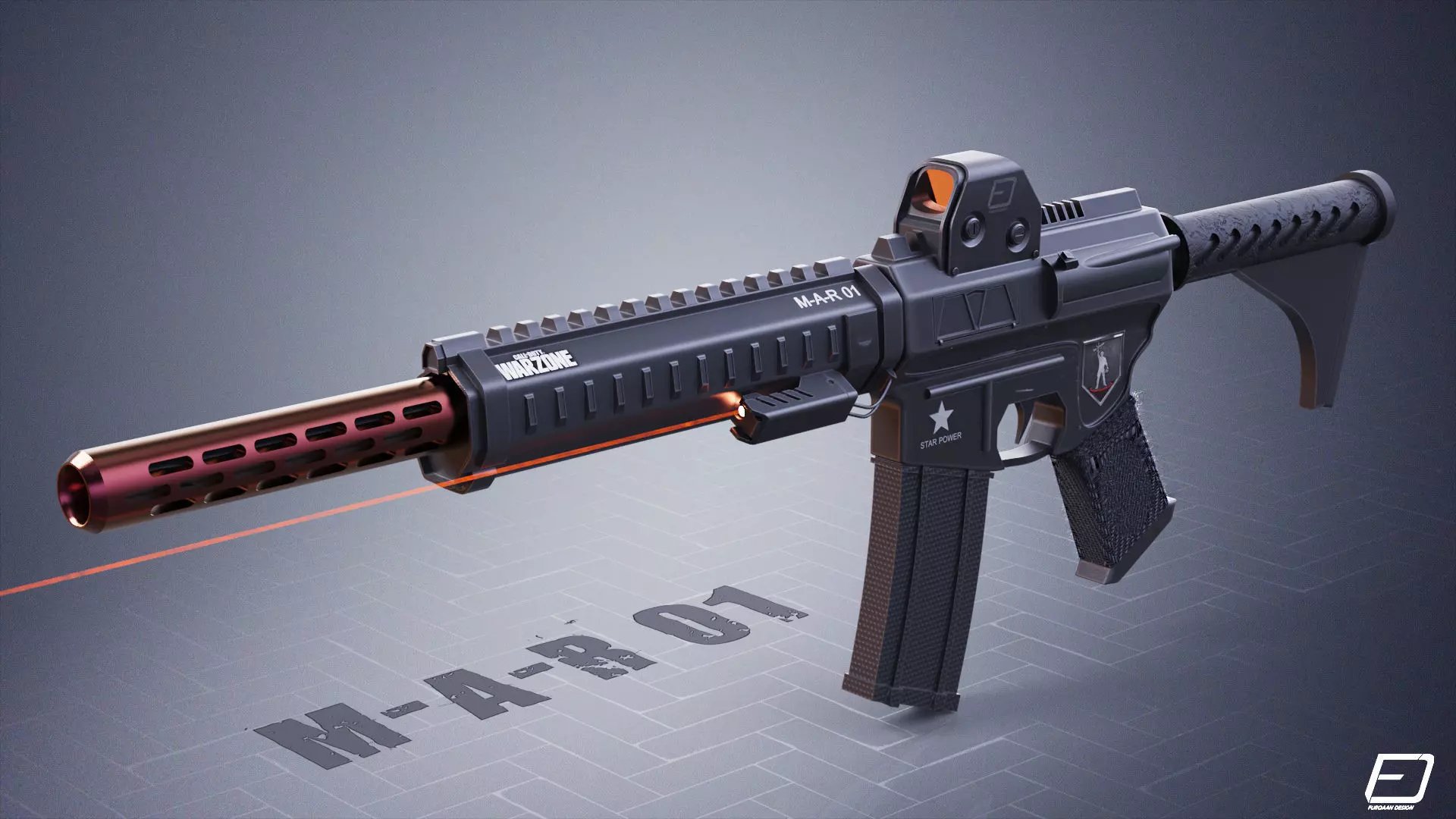 Modern Assault Rifle  Low-poly 3D model_0