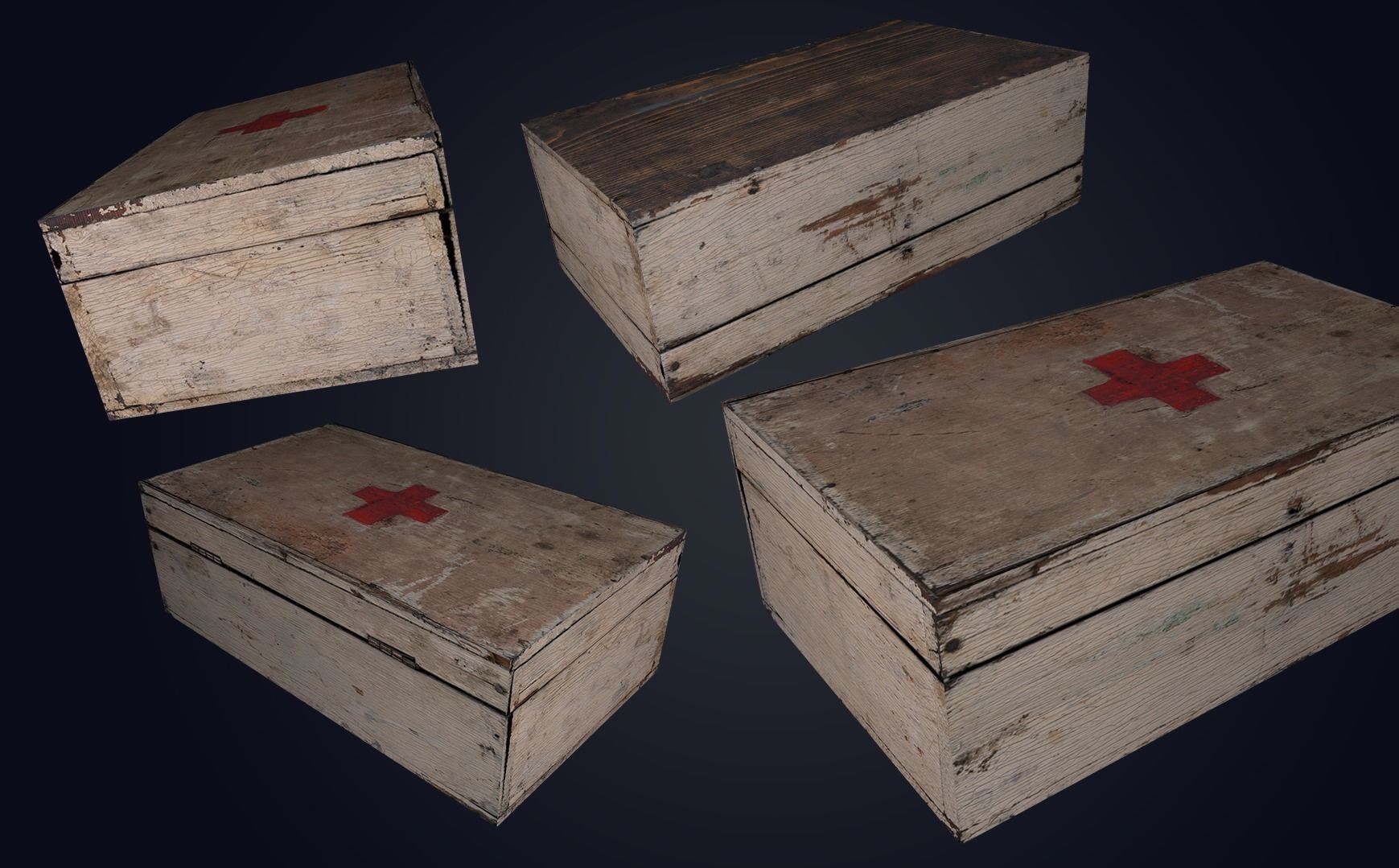 Wooden First Aid Kit Low-poly 3D model_4