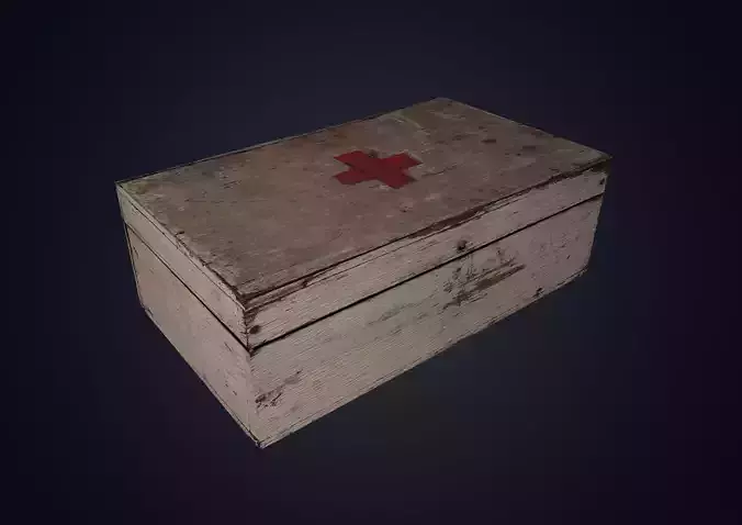 Wooden First Aid Kit Low-poly 3D model